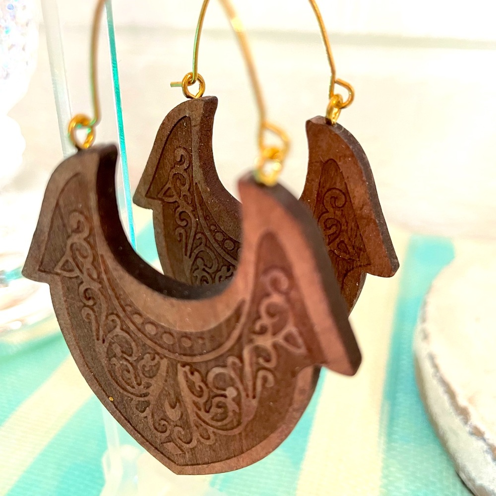 Wooden, carved Earrings